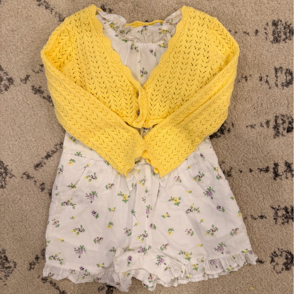 Janie and Jack Yellow Knit Cardigan and Romper